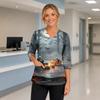 Women's Halloween Costume Top V-Neck Pockets Side Slit Three-Quarter Sleeves