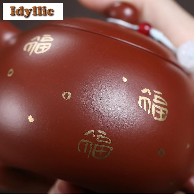 200ml Luxury Yixing Purple Clay Teapots Handmade Gold Drawing Xishi Pot Raw Ore Dahongpao Mud Kettle With Infuser Zisha Tea Set