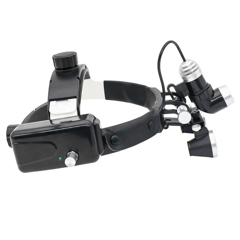 80000 Lux Powerful Headlamp with Binocular Magnifier 2.5X/3.5X Helmet Dental Loupe with Headlight 3W High Brightness