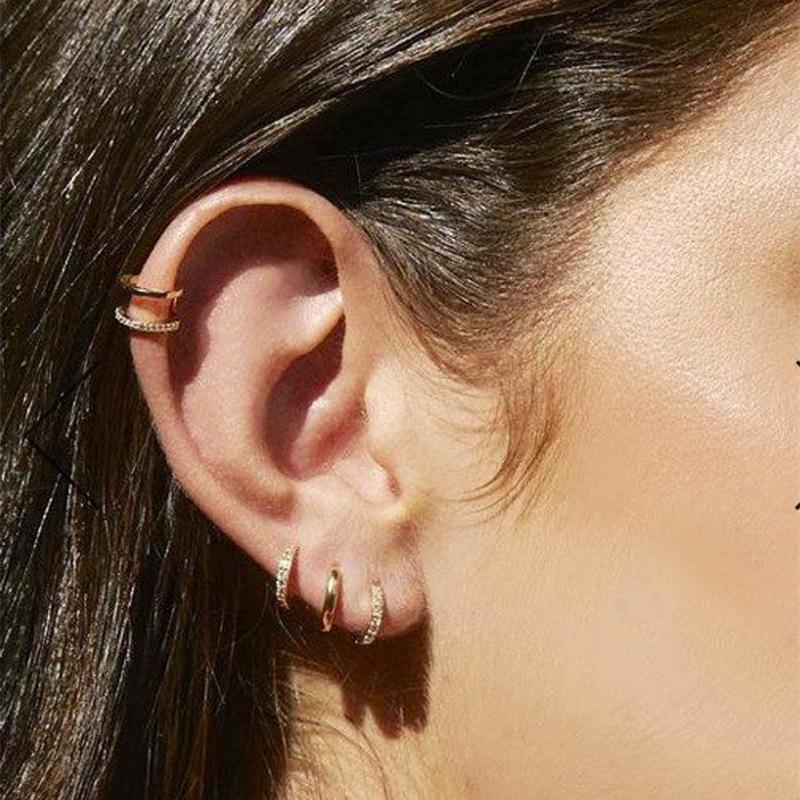 Fashion Style S925 Sterling Silver Simple Double-Layer Line Diamond-Encrusted Women'S Ear Clip Ear Buckle Personalized Earrings