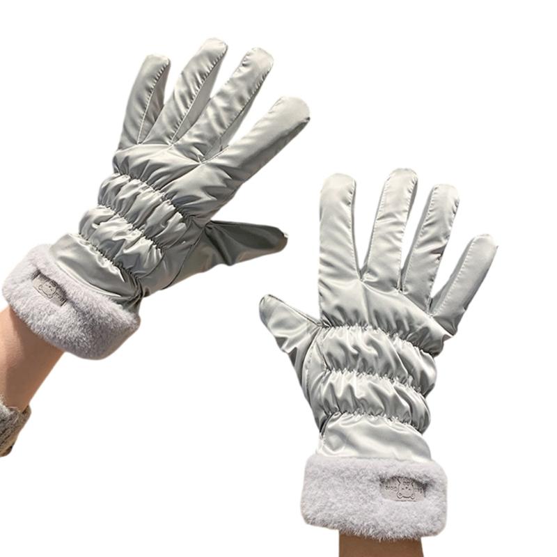 Trendy Warm Thermal Gloves Plush Lining Stylish Windproof for Cold Weather Winter Cycling Skiing Climbing