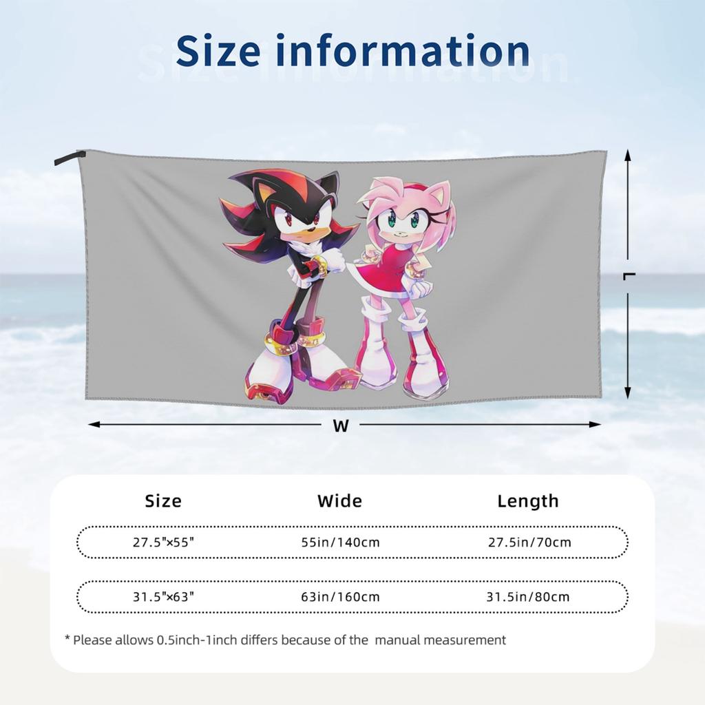 Shadow The Hedgehog Beach Towel Soft Microfiber Quick Dry Absorbent Quick Towels For Swimming