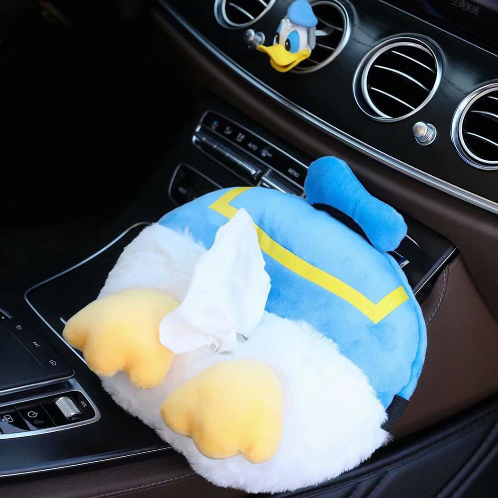 Car  Armrest  Box  Tissue  Box Plush Cartoon Animal Shaped Tissue Box Sun Visor Hanging Drawer