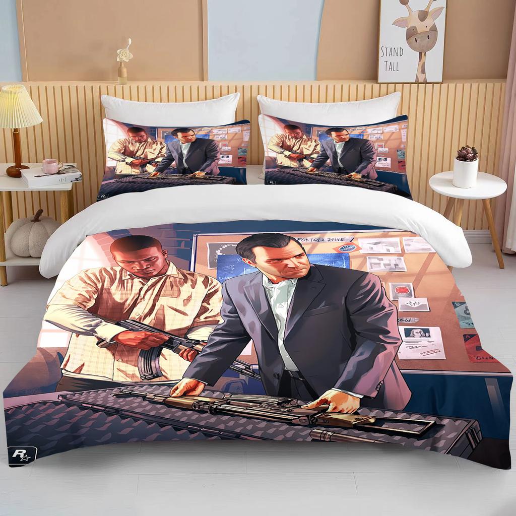 10 Größen 3D Spiel GTA V Bettwäsche-Set Cartoon Bettbezüge Grand Theft Auto Bettwäsche Bettzeug mit Kissenbezug Dropshipping