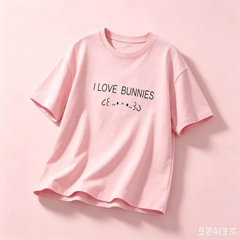Pure Cotton Unisex White Tshirt I Love Bunnies Cute Face Text Print Oneck Loose Short Sleeve Kawaii Casual Daily Tee