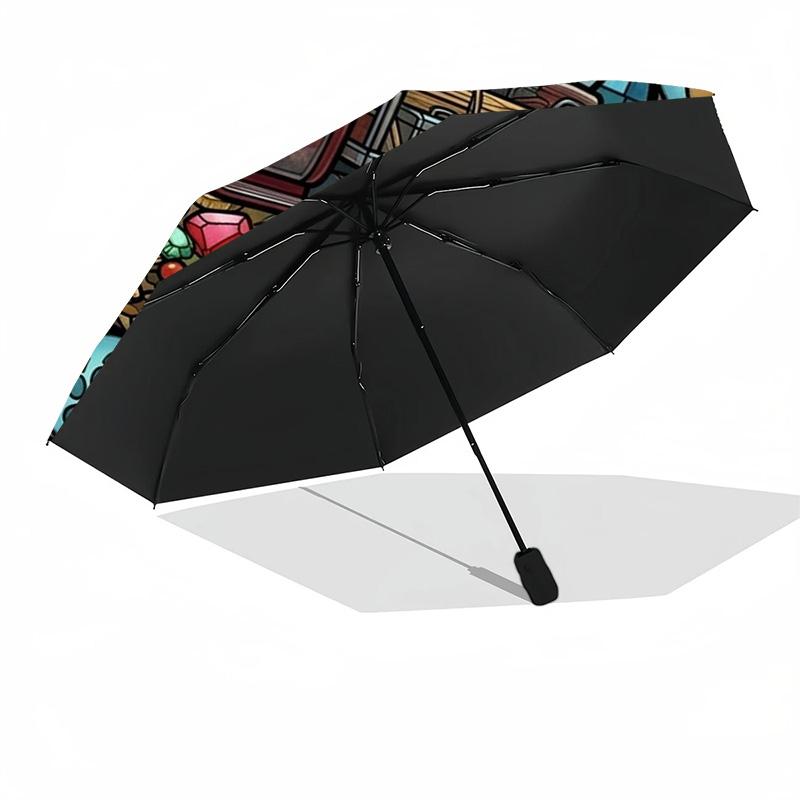 Rustic Truck Treasures Pattern Umbrella, Portable and Foldable Design, 8 Ribs, a Casual Accessory for Halloween, Christmas, and Birthday Gifts.