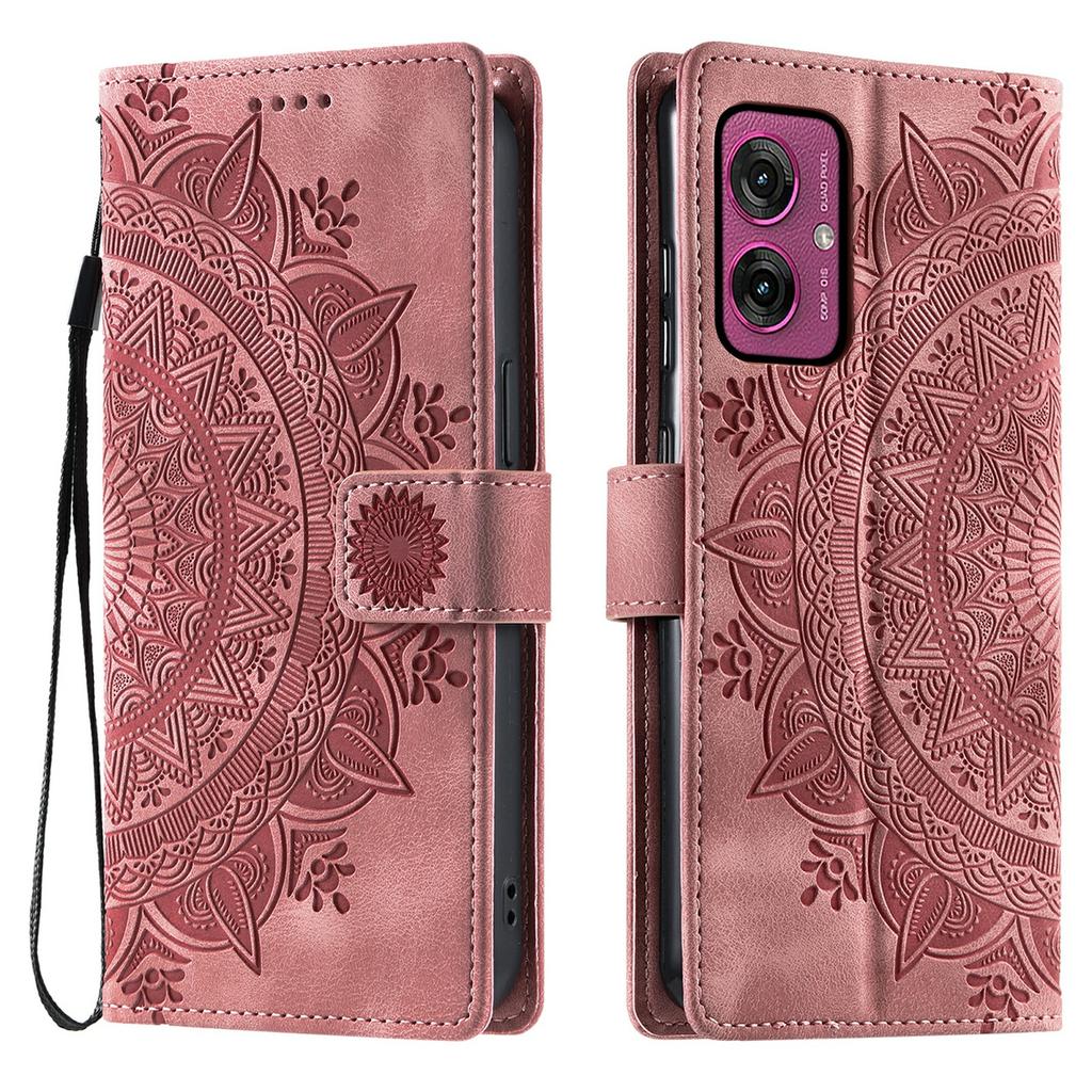 For Motorola Moto G55 5G Case Imprinted Totem Skin Feel Wallet Leather Phone Cover