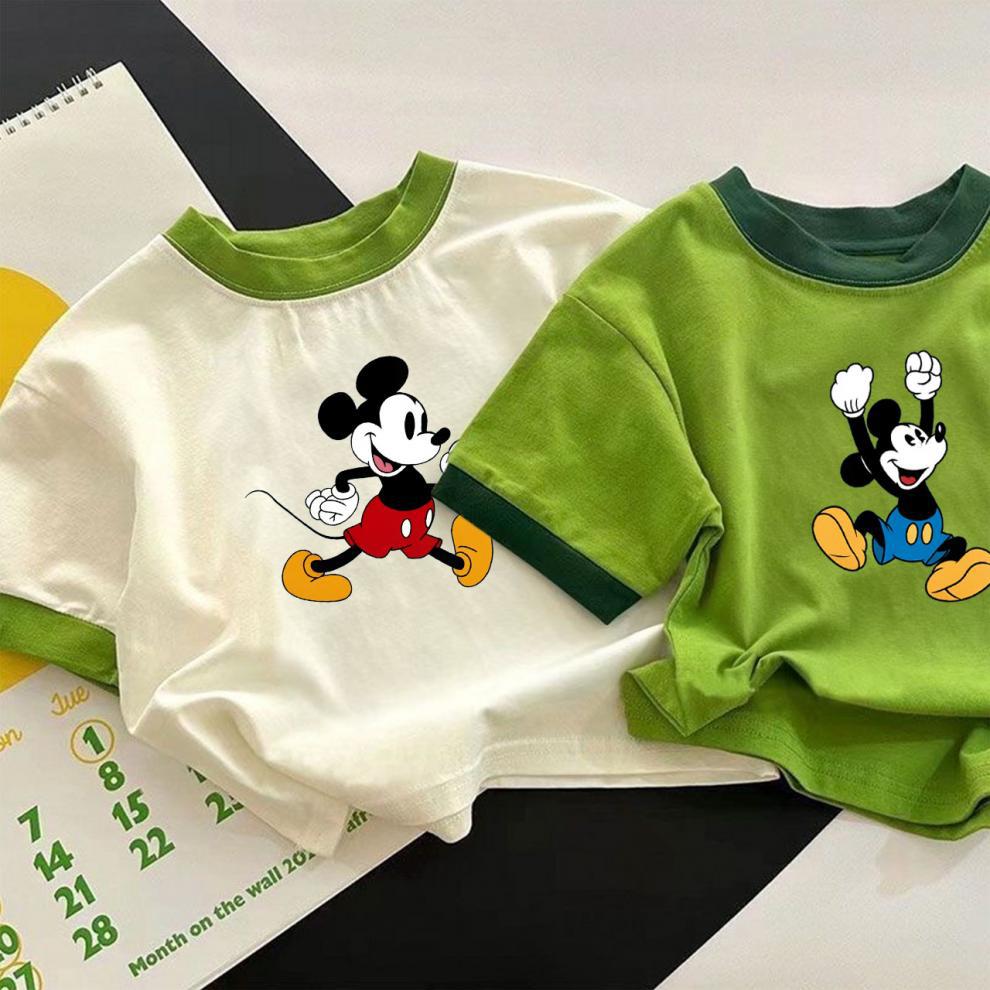 Kids 100 Percent Cotton Cartoon Print Short Sleeve T Shirt Summer Boys Girls Baby Breathable Top
