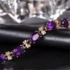Rose Gold Plated Four-Leaf Clover Bracelet with Red Tourmaline and Ruby