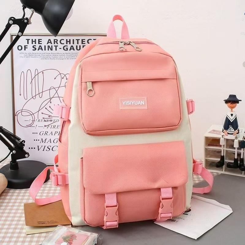 

Простий рюкзак для відпочинку великої місткості, шкільна сумка, дорожня сумка, полотняна сумка через плече, для підлітка A рожевий