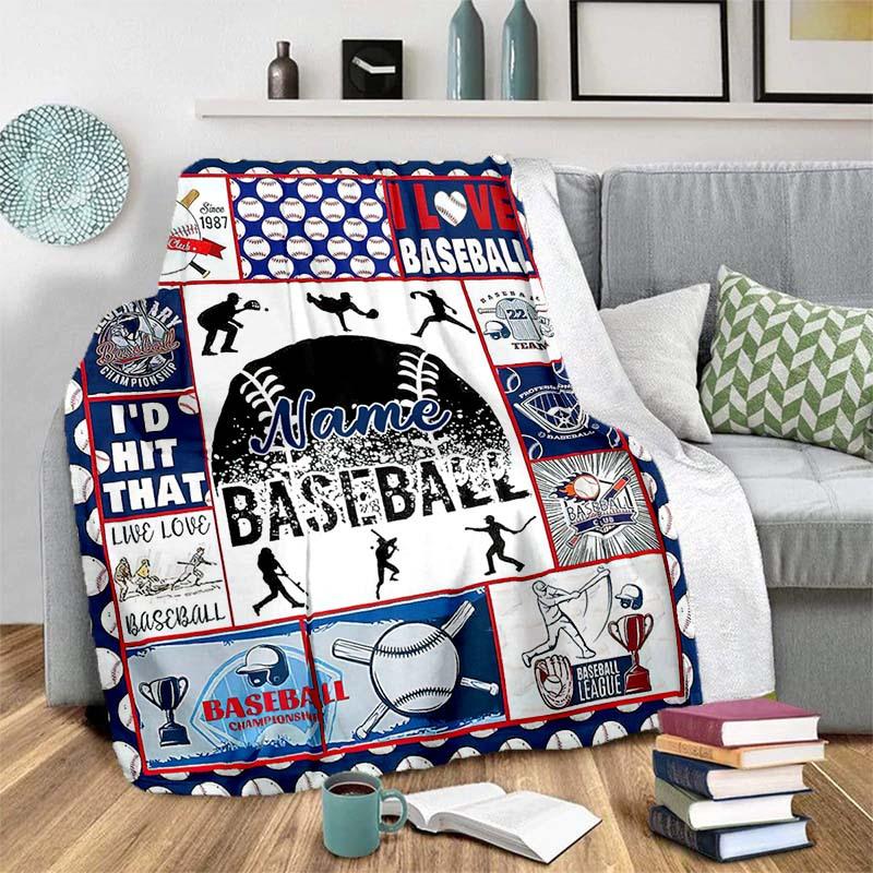 Baseball Player Customize Your Name Blanket Warm Comfortable Soft Blanket For Chair Office Sofa Bed Sofa Office Camping Suitable For Gifting Relatives
