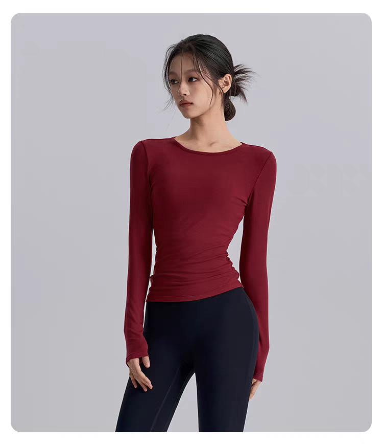 Backless Quick-Dry Slim Fit Long Sleeve Sports Top for Pilates & Yoga (Spring/Autumn)