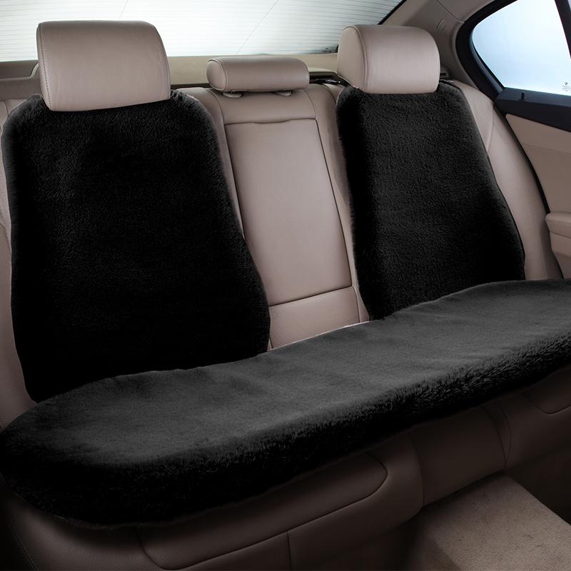 Universal Winter Car Seat Cushion Headrest Faux Fur Sheepskin Front Rear Thickened Plush Car Seat Cover Warm Fluffy Auto Cushion