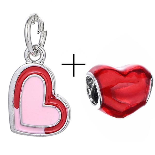 2 teile/los Hohe Qualität Kristall Herz & Lippen & Lippenstift Charme Anhänger Fit Diy Marke Armband Neckce Für Frauen Männer schmuck Machen