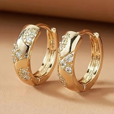 Luxuriöse Geometrische Creolen in Goldfarbe für Damen Modischer Zirkonia Kreis Ohrring Trendiger Hochzeitsschmuck