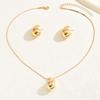 3PC Women's Fashion Simple Luxury Three Dimensional Water Drop Necklace Earrings Jewelry Set Wedding Banquet Party Holiday Gift