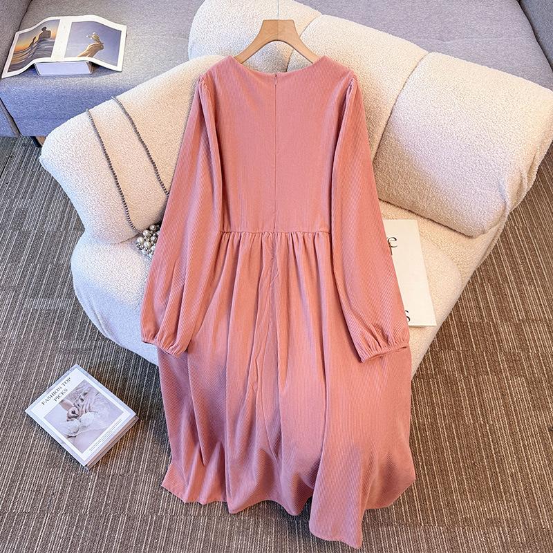 Plus-size Women's Autumn and Winter New Laid-back Style Loose and Versatile Corduroy Dress