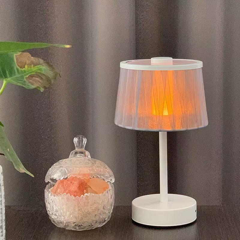 Wicker Fabric Desk Lamp with USB - LED Night Light for Bedroom, Study, or Outdoor Use
