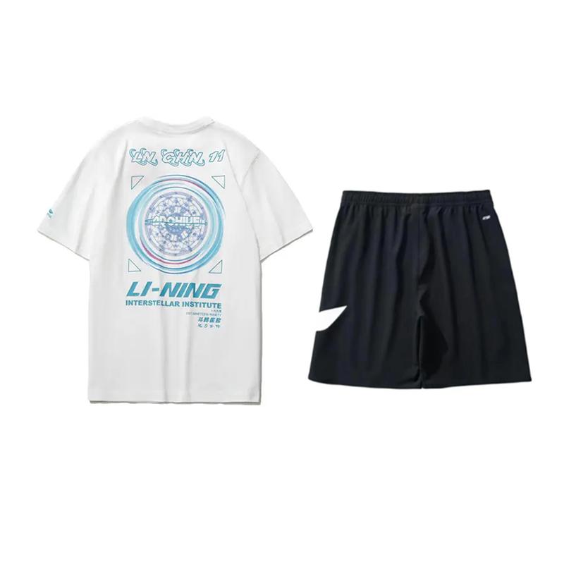Li Ning Back Print Constellation Letter Printed Round Neck Pullover Fashion Trendy Versatile Casual Sports Suit Unisex suit AHSU969-3+YKSV197-2