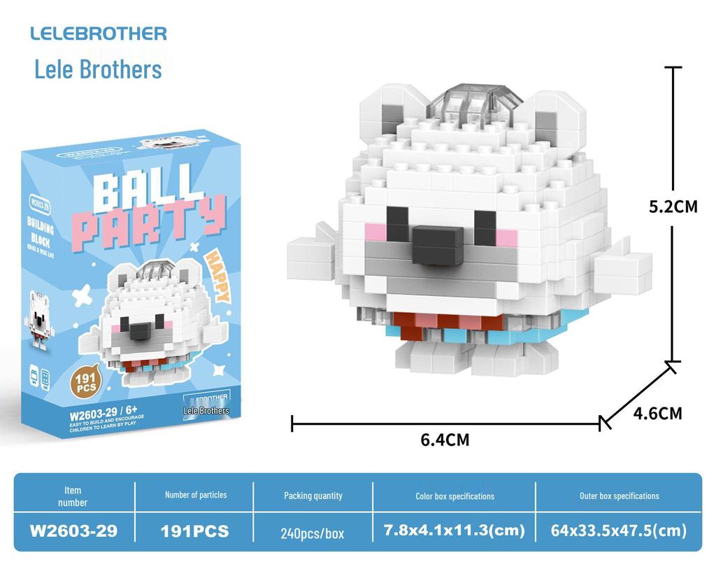Lele Brothers W2603 Animal Egg Doll Micro Building Blocks for Children's Day Gift