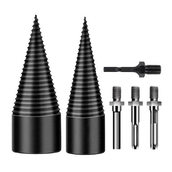 Firewood Drill Bit Set Heavy Duty Wood Log Splitter Detachable Electric Drills Screw Cone Driver Tool Firewood Prep Tool for Splitting Woods