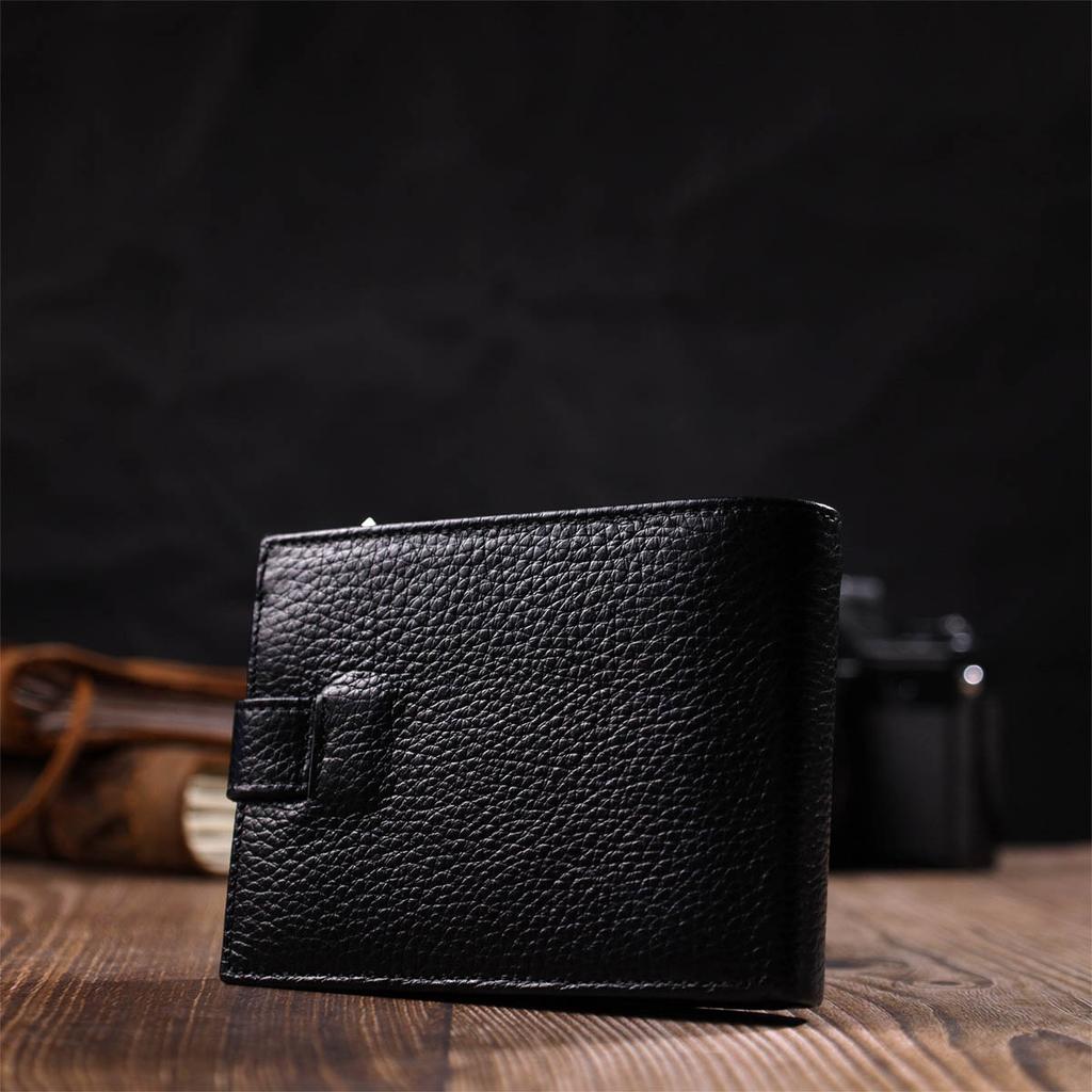 Horizontal Wallet for Men Made of Genuine Grained Leather BOND-WALLET 22059 Black