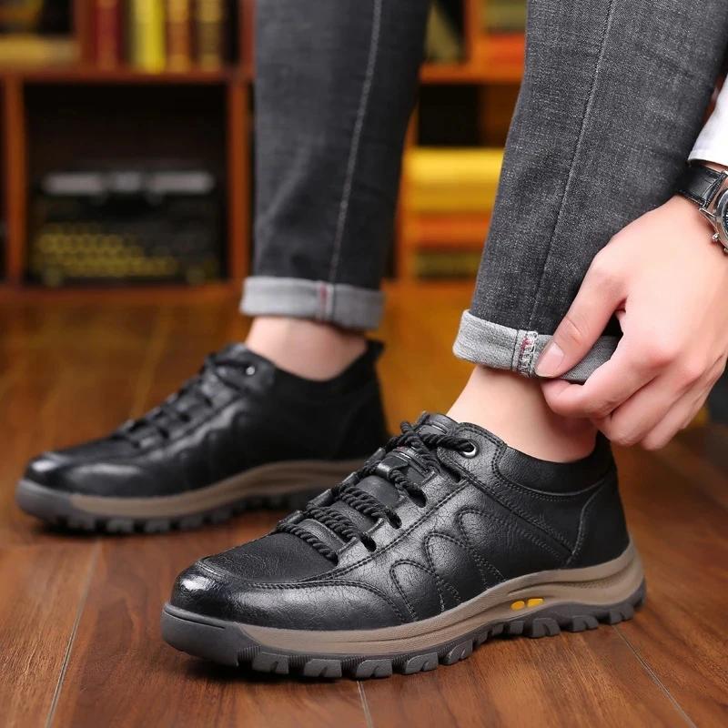 Fashion Lightweight Odor-proof Outdoor Wear-resistant Non-slip Hiking Shoes Men Leather PU Casual Shoes Men's Sports Shoes Zapatillas
