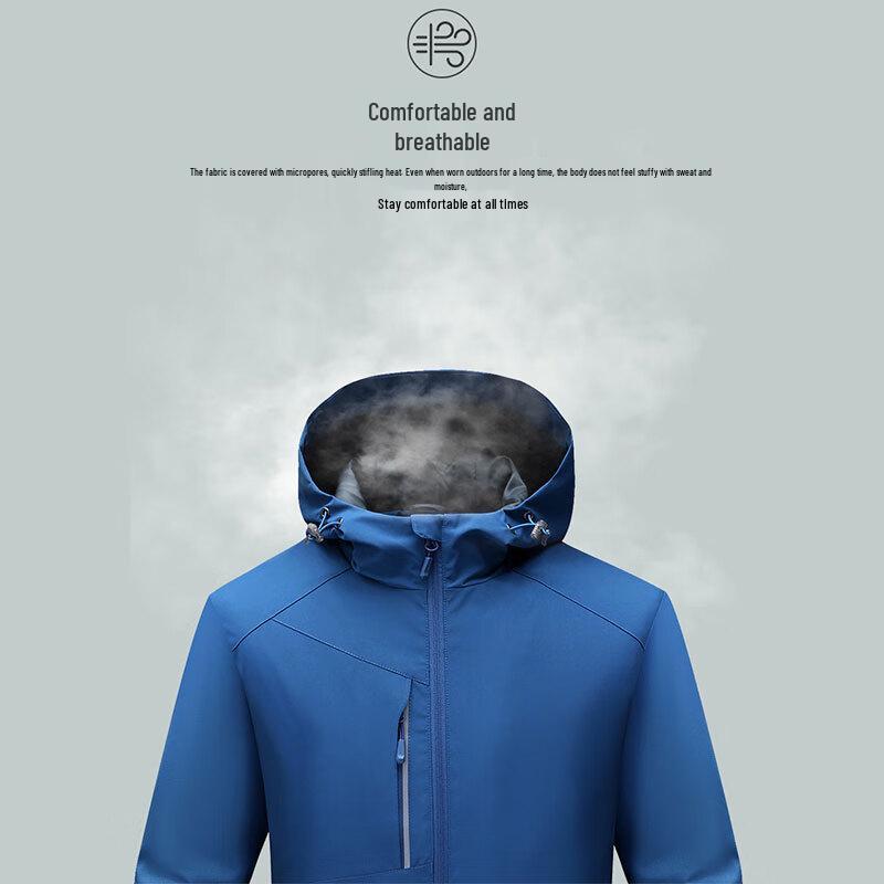 ROMON Men's Hooded Water-Repellent Warm Fleece Jacket