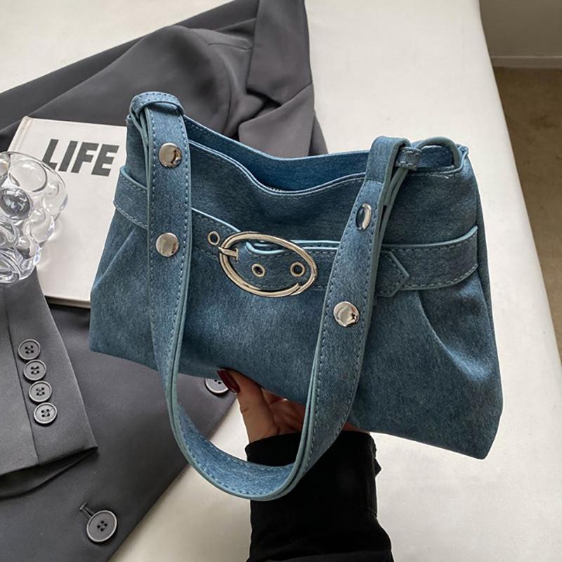 

Популярные сумки для женщин, новинка 2024 года, модные текстурированные сумки, высококачественная сумка на одно плечо подмышками, маленькая квадратная сумка через плечо синий