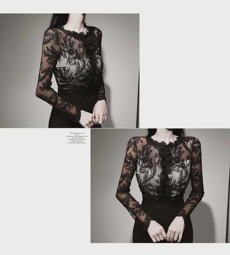 Korean Style Women's Slim Fit Lace Splice Midi Dress