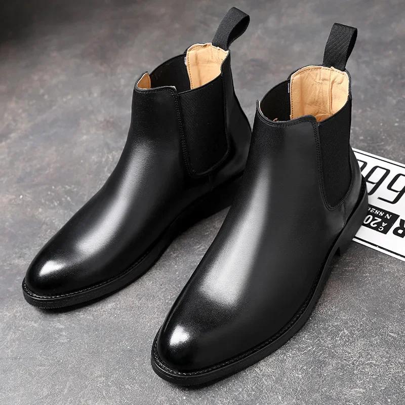 Fashion Men's Chelsea Boots Fashion High-top Casual Leather Boot Luxury Business Dress Boots for Men Boot Botas Botines Para Hombres