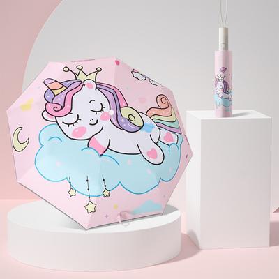 Automatic Umbrella Pink Unicorn Princess Crown Umbrella,Windproof Folding Umbrellas Reflective Stripe Design Umbrella No Rebound