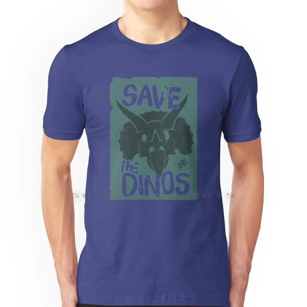 Worlldd Save The Dinos Distressed Poster T Shirt 100% Cotton Fifthsuntshirt 2020fifthsun Triceratops Save Dinos Distressed Short