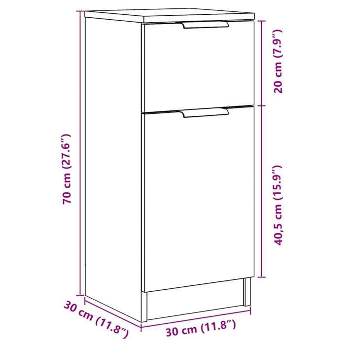 VidaXL Buffets 2 pcs vieux bois 30x30x70 cm bois d'ingénierie, armoire, meuble de rangement, organisateur de maison, 856952