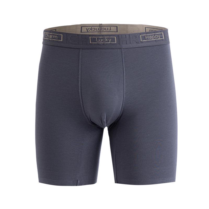 Men's Seamless Mid-Waist Modal Boxer Briefs: Extended Length, Anti-Chafe, Anti-Slip, Antibacterial.
