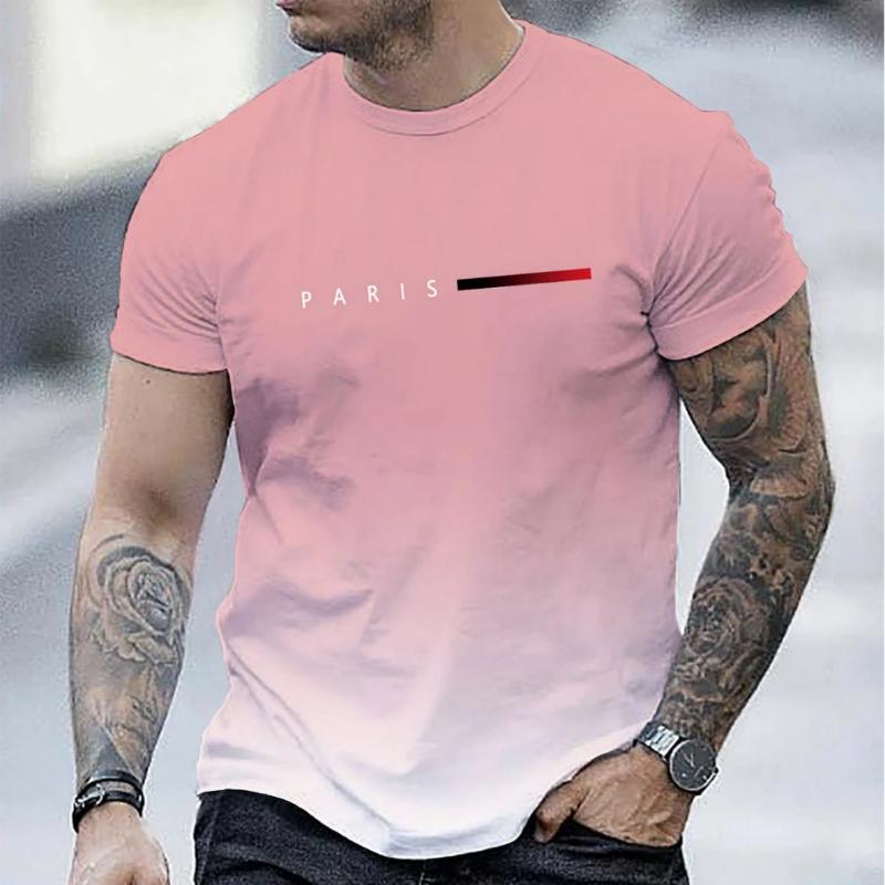 Summer Oversized T Shirt Man Loose Paris Creative Male T-Shirt Letter Print Casual Slim Round Neck Short Sleeved T-Shirt Top