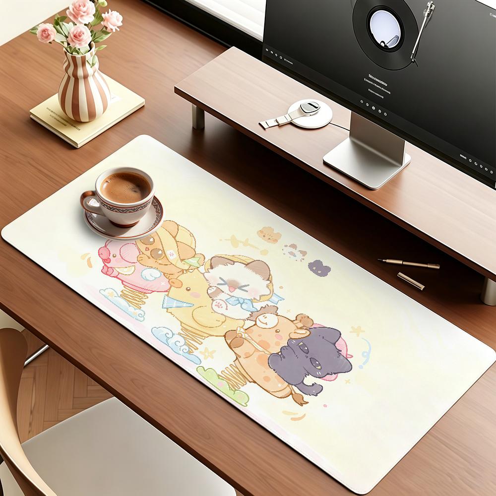Anime Cute Cat Blessing Mouse Pad Anti Slip Rubber Edge Locked Thickened Laptop Gaming Desk Mat