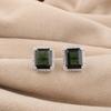 Green Tourmaline Gemstone 925 Sterling Silver Jewelry Women Studs Earrings 0.57" For Her CZE-6-16