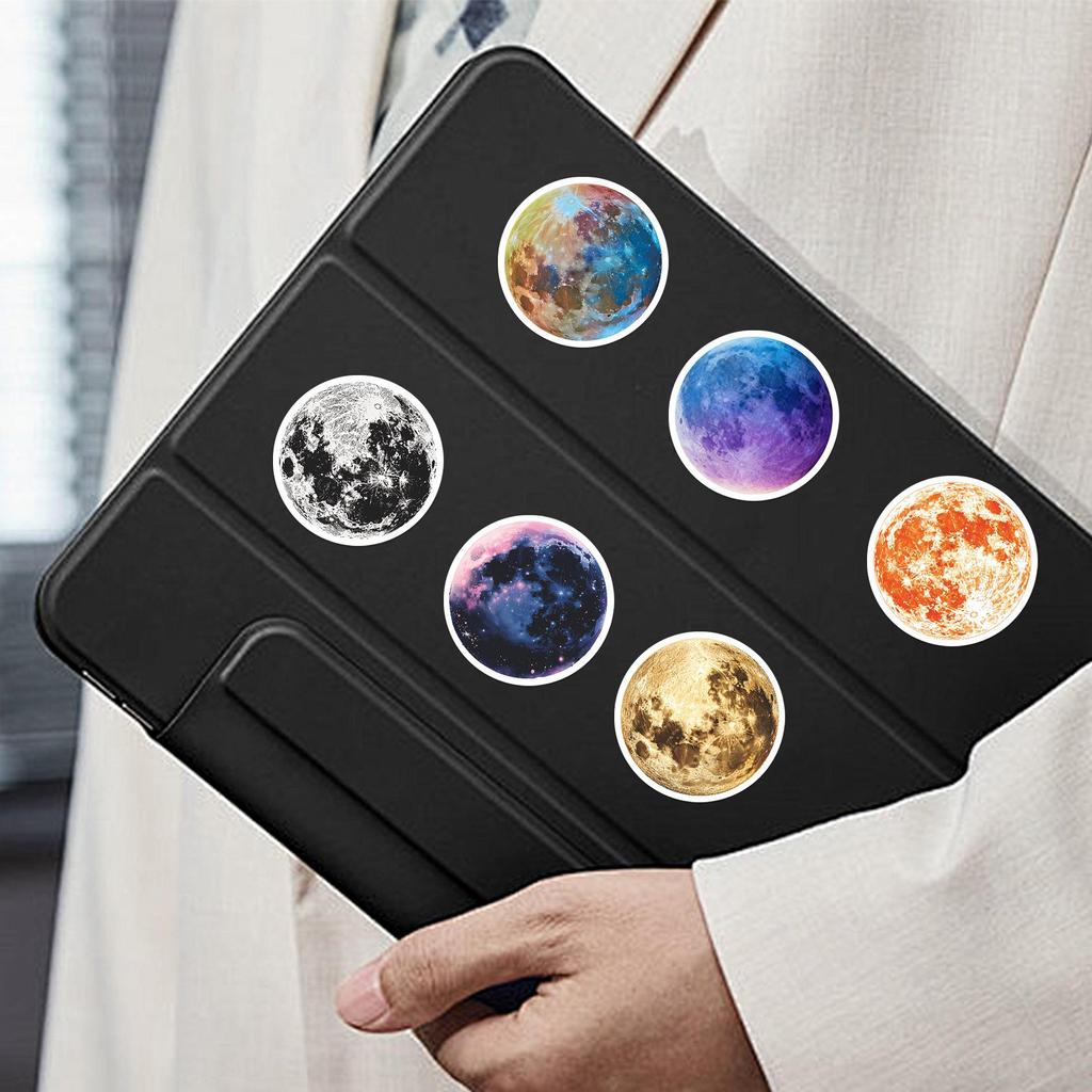 54-Piece Cosmic Full Moon Cartoon Sticker Set for Journals, Notebooks, and Luggage Decoration