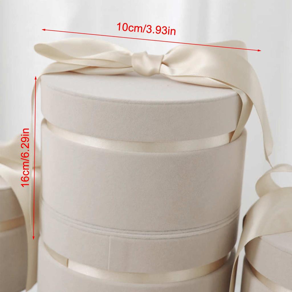 Round Gift Box Ribbon Soft Flannel Present Box for Wedding Candy Xmas Birthdays 3.9 X 6.1in