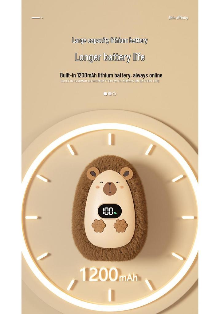 Portable USB Rechargeable Cartoon Hand Warmer with Digital Display – Ideal Student Gift