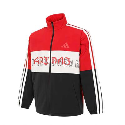 adidas Trendy Comfortable Fashion Versatile Striped Jacket Unisex Jacket Red Black KA9750