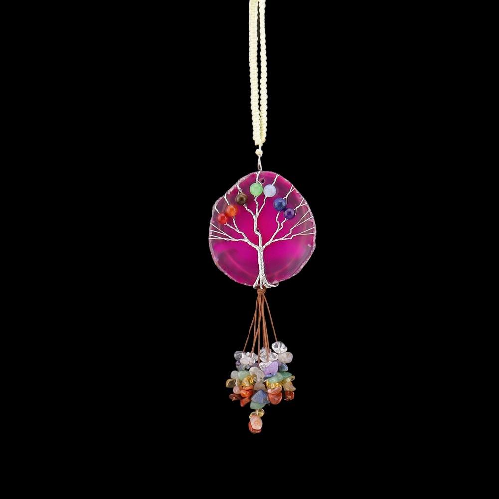 Colorful Agate Sheet Winding Silk Tree Of Life Pendant Pendant Car Bag Pendant Tree Of Life Agate Sheet Pendant G87