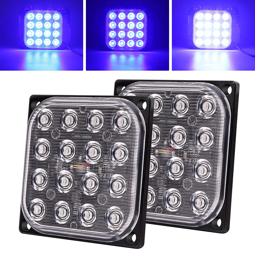 X-STYLE Предупреждающий стробоскоп для грузовика Синий HI lo Стробоскоп Аварийное мигание Предупреждение 16 светодиодов square shape