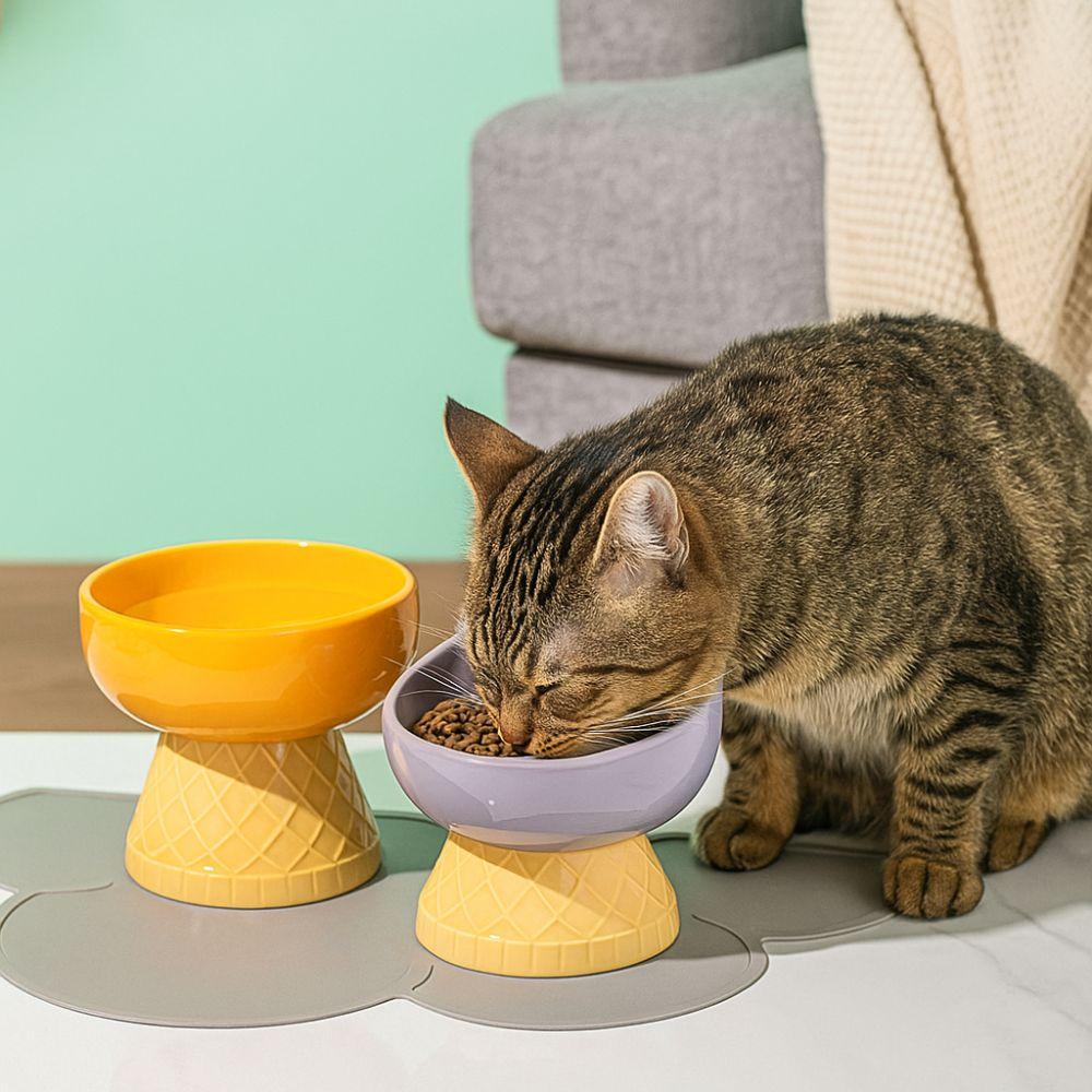 Oblique Mouth Cat Drinking Bowl Anti Overturning Raised Cat Bowl Ceramic Pet Bowl  Pet Feeding