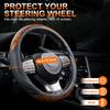 JUSTTOP Wood Grain Car Steering Wheel Cover, 14.5-15 Inchs Leather Steering Wheel Cover, Anti-Slip, Car Interior Accessories for Men Women, Universal