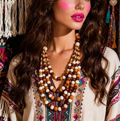 Wood Beaded Multi-layer Sweater Chain Bohemian Ethnic Style Necklace
