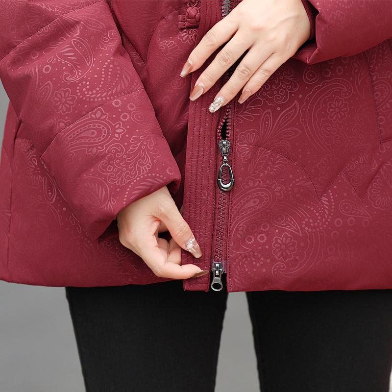 Middle Age Women Winter Short Down Coats Vintage Plus Size Parkas Hooded Elegant Thick Warm Down Jackets Woman Outerwears