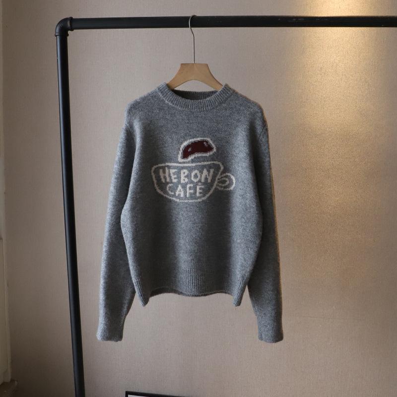 

Bi Zheng 2024 Зимний женский вязаный свитер в корейском стиле, с цветными блоками и круглым вырезом, облегающий и универсальный топ One Size серый