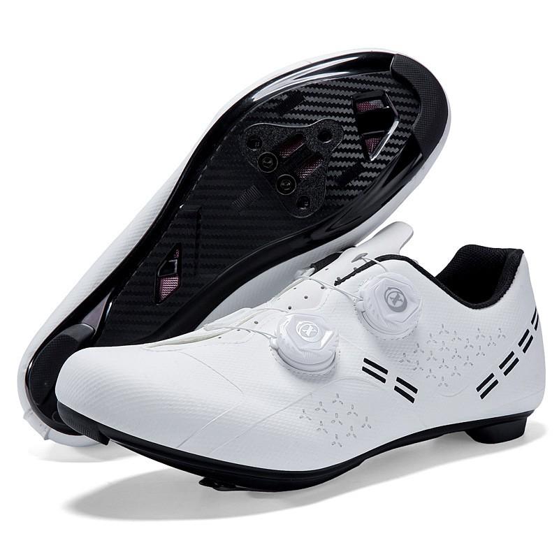 Road Cycling Shoes With Stiff Sole Breathable Unclipped Clipless Style Dual Buckle Bike Pedal Men Women